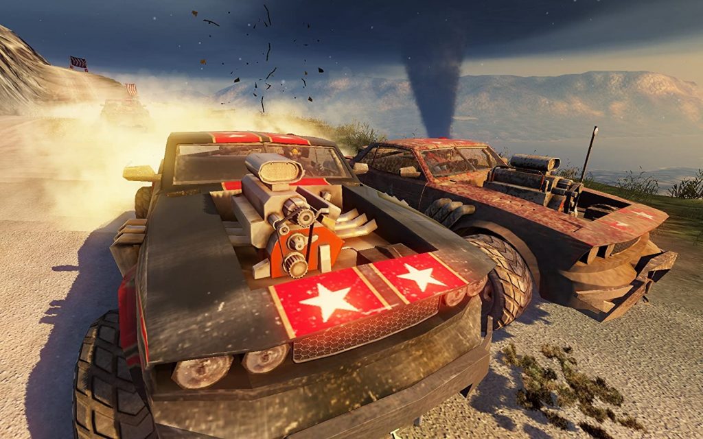 A car on a dirt road